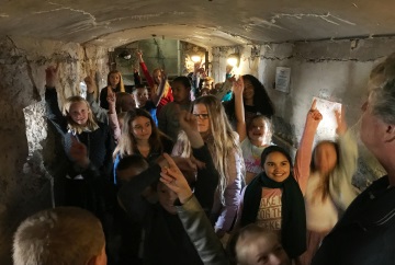 Leerlingen in Fort Pampus schoolreis Veerdienst Amsterdam 